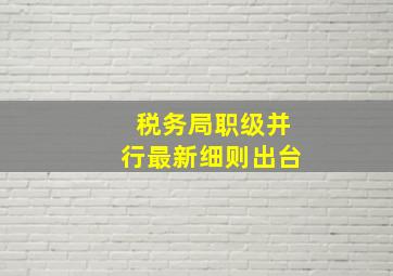 税务局职级并行最新细则出台