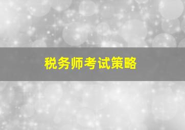 税务师考试策略