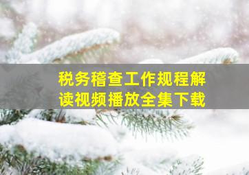 税务稽查工作规程解读视频播放全集下载