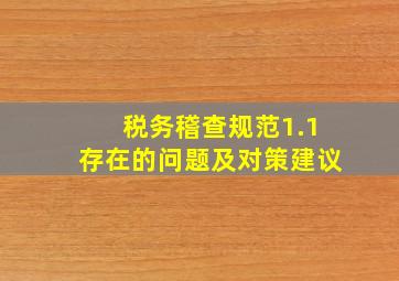 税务稽查规范1.1存在的问题及对策建议