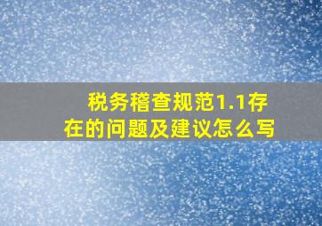 税务稽查规范1.1存在的问题及建议怎么写