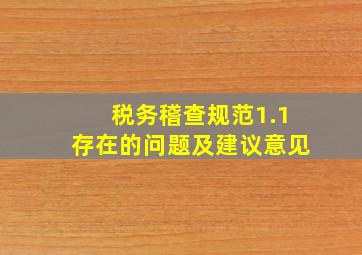 税务稽查规范1.1存在的问题及建议意见