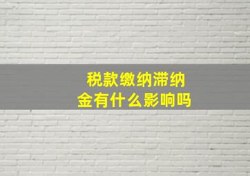 税款缴纳滞纳金有什么影响吗