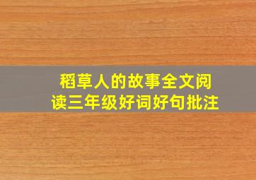 稻草人的故事全文阅读三年级好词好句批注