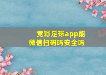 竞彩足球app能微信扫码吗安全吗