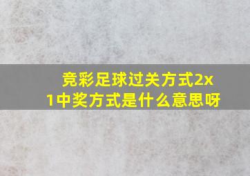 竞彩足球过关方式2x1中奖方式是什么意思呀