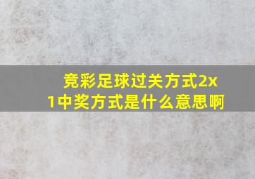 竞彩足球过关方式2x1中奖方式是什么意思啊