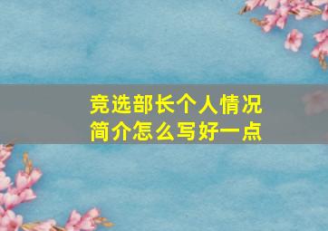 竞选部长个人情况简介怎么写好一点