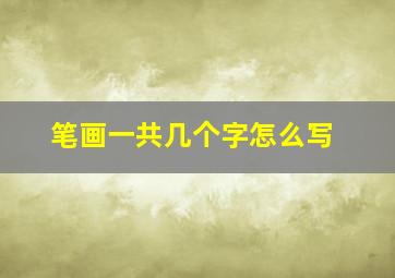 笔画一共几个字怎么写