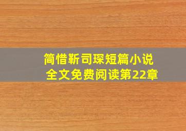 简惜靳司琛短篇小说全文免费阅读第22章