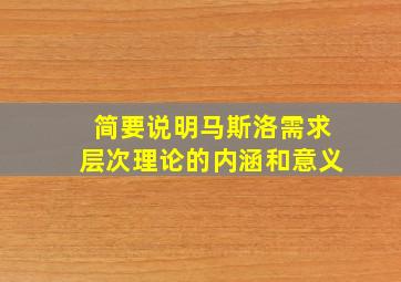 简要说明马斯洛需求层次理论的内涵和意义