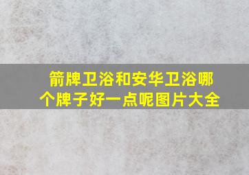 箭牌卫浴和安华卫浴哪个牌子好一点呢图片大全