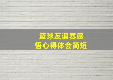 篮球友谊赛感悟心得体会简短