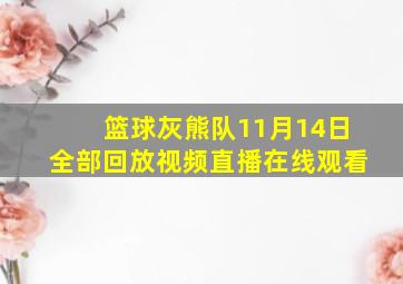 篮球灰熊队11月14日全部回放视频直播在线观看