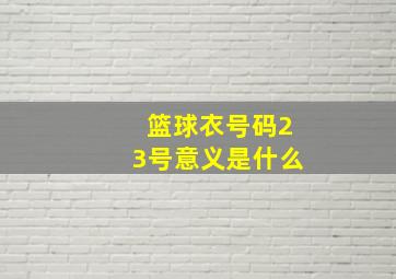 篮球衣号码23号意义是什么