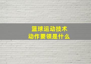 篮球运动技术动作要领是什么