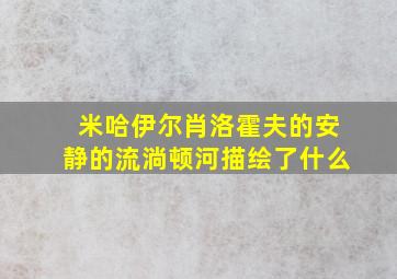 米哈伊尔肖洛霍夫的安静的流淌顿河描绘了什么