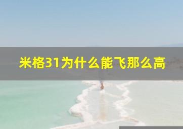 米格31为什么能飞那么高