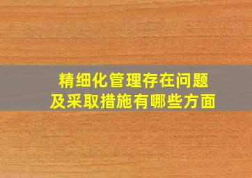 精细化管理存在问题及采取措施有哪些方面