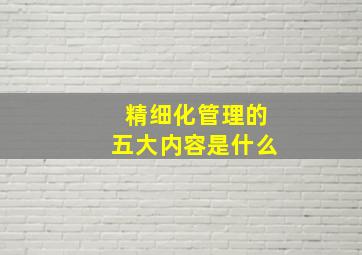 精细化管理的五大内容是什么