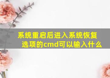 系统重启后进入系统恢复选项的cmd可以输入什么