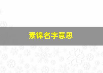 素锦名字意思