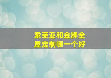 索菲亚和金牌全屋定制哪一个好