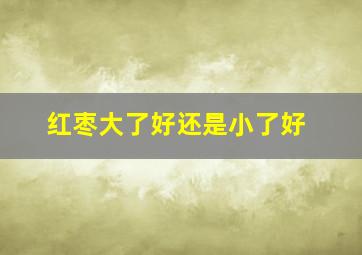 红枣大了好还是小了好