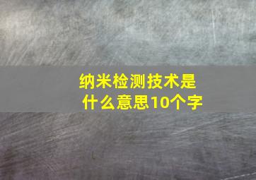 纳米检测技术是什么意思10个字