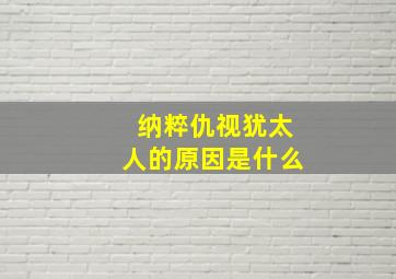 纳粹仇视犹太人的原因是什么