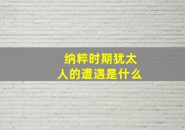 纳粹时期犹太人的遭遇是什么