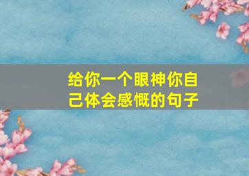 给你一个眼神你自己体会感慨的句子