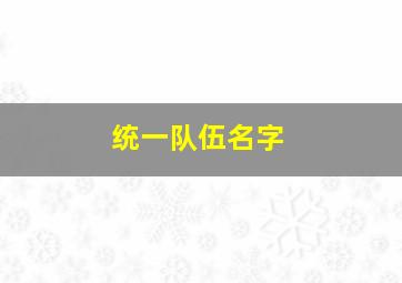 统一队伍名字