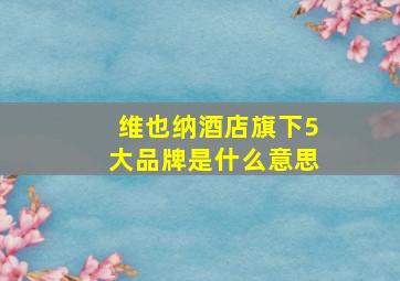 维也纳酒店旗下5大品牌是什么意思