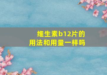 维生素b12片的用法和用量一样吗