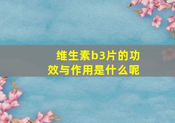 维生素b3片的功效与作用是什么呢