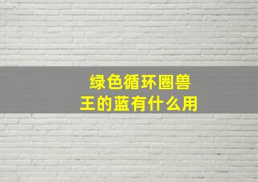 绿色循环圈兽王的蓝有什么用