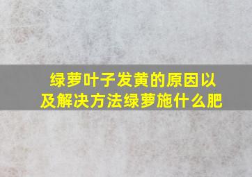 绿萝叶子发黄的原因以及解决方法绿萝施什么肥