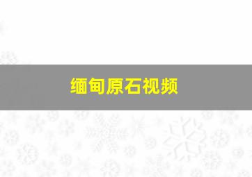 缅甸原石视频