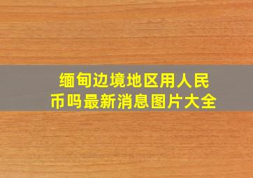 缅甸边境地区用人民币吗最新消息图片大全