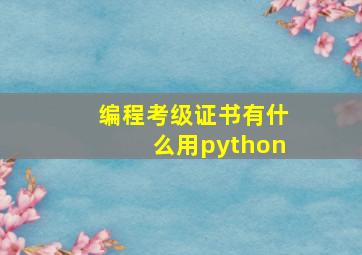 编程考级证书有什么用python