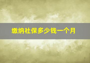 缴纳社保多少钱一个月