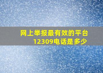 网上举报最有效的平台12309电话是多少