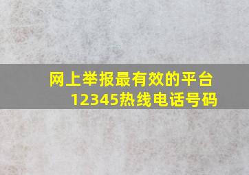 网上举报最有效的平台12345热线电话号码