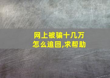 网上被骗十几万怎么追回,求帮助