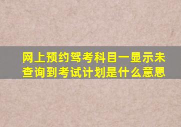 网上预约驾考科目一显示未查询到考试计划是什么意思