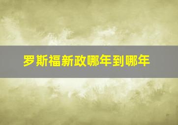 罗斯福新政哪年到哪年