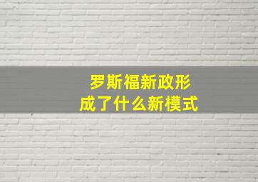 罗斯福新政形成了什么新模式