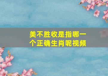 美不胜收是指哪一个正确生肖呢视频