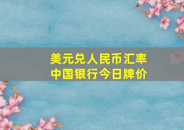 美元兑人民币汇率中国银行今日牌价